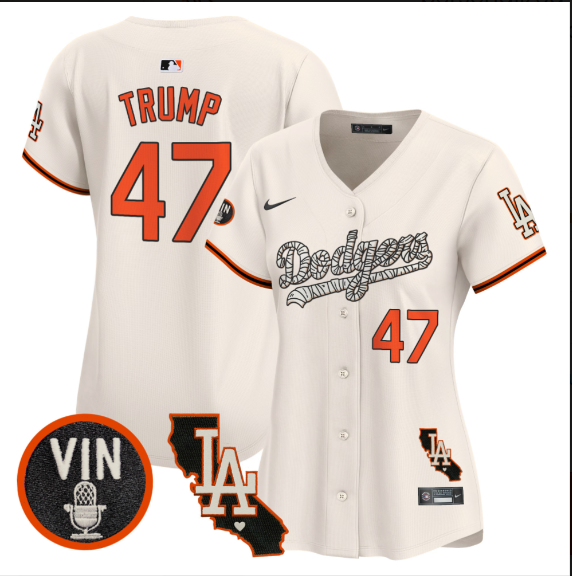 Women Los Angeles Dodgers #47 Trump 2025 cream Limited Stitched Jersey